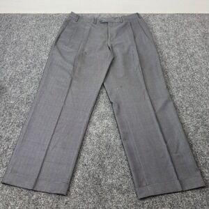 Sean John Fine Tailoring Mens Grey Houndstooth Pleated Cuffed Dress Pants 37x31